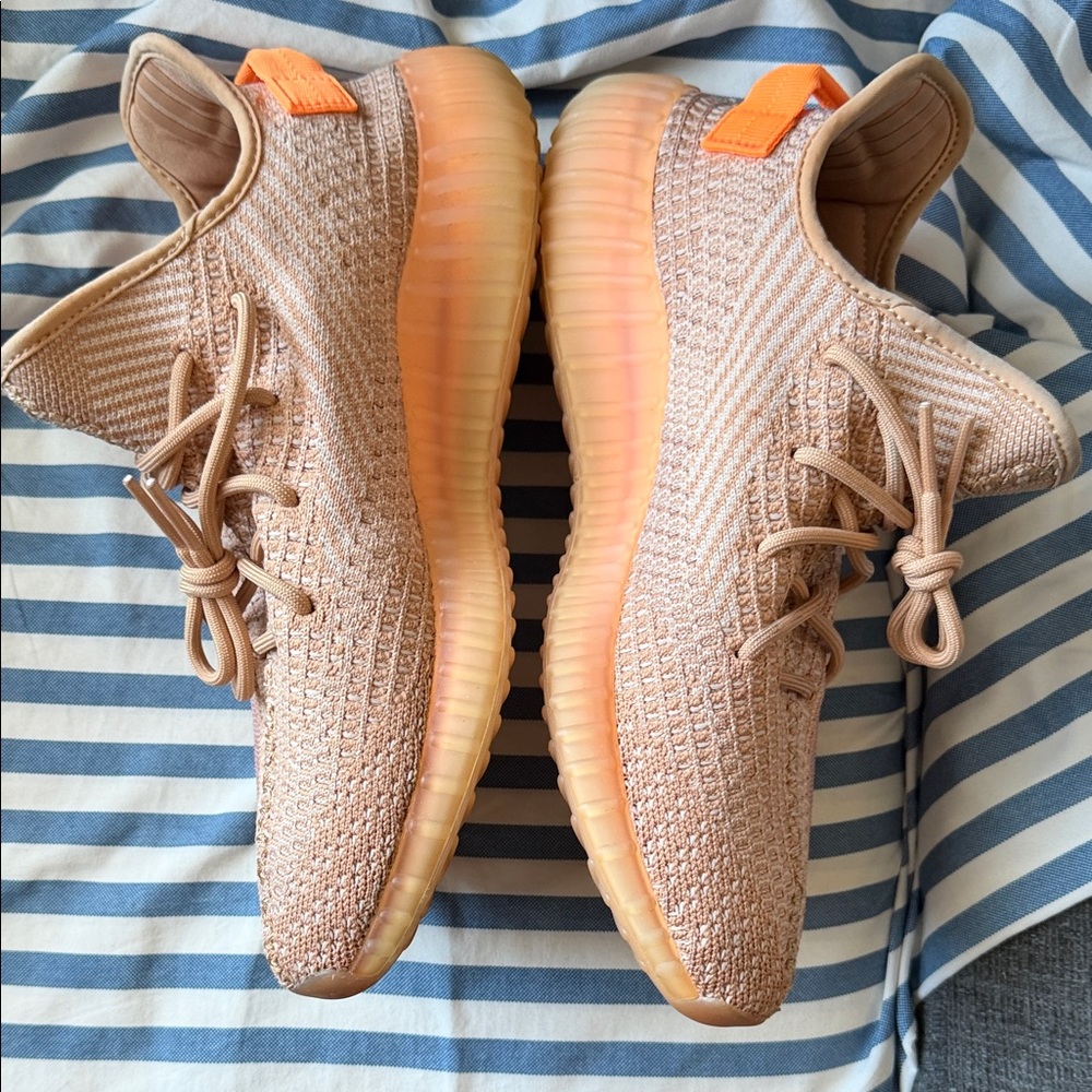 Yeezy Boost 350 V2 Pink Tan Knit Sneakers - Picture 2 of 4